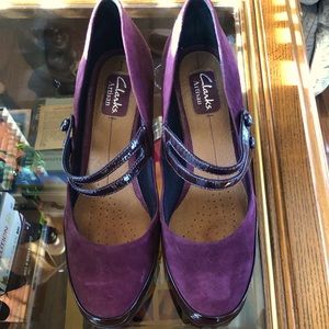 Clarks Artisian suede and patent leather shoes